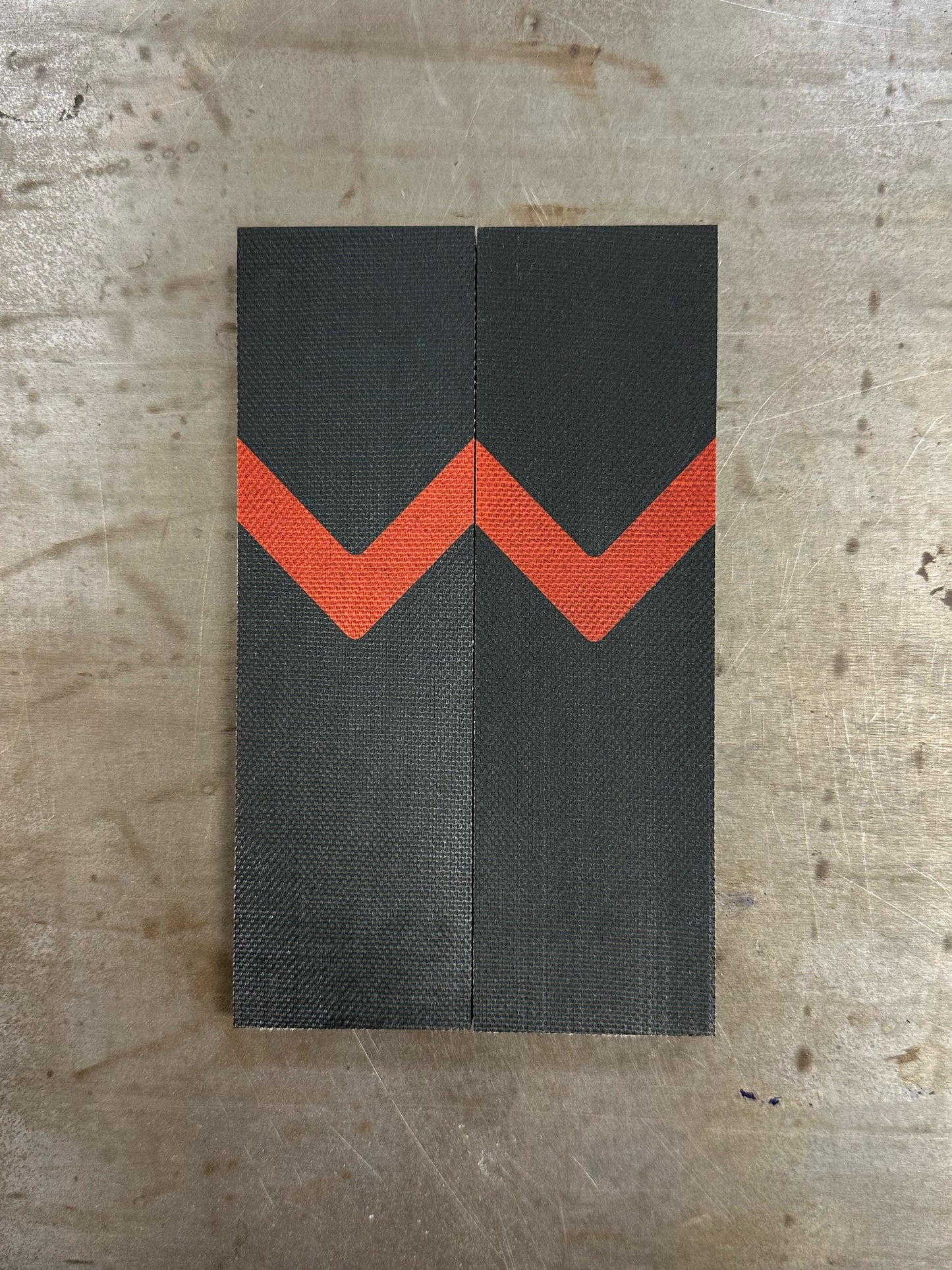 Black Canvas Micarta with Fire Micarta Chevron pattern