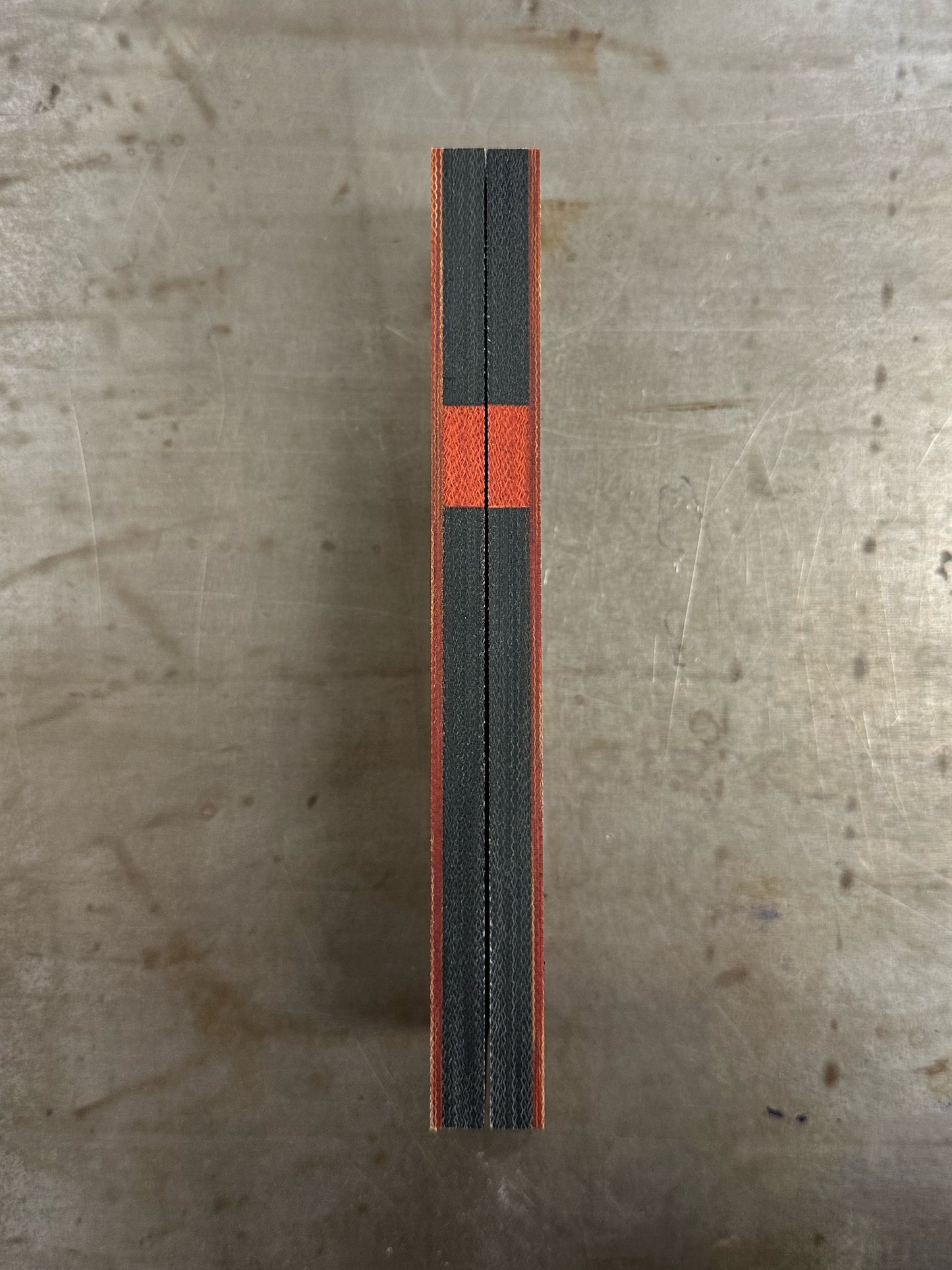 Black Canvas Micarta with Fire Micarta Chevron pattern