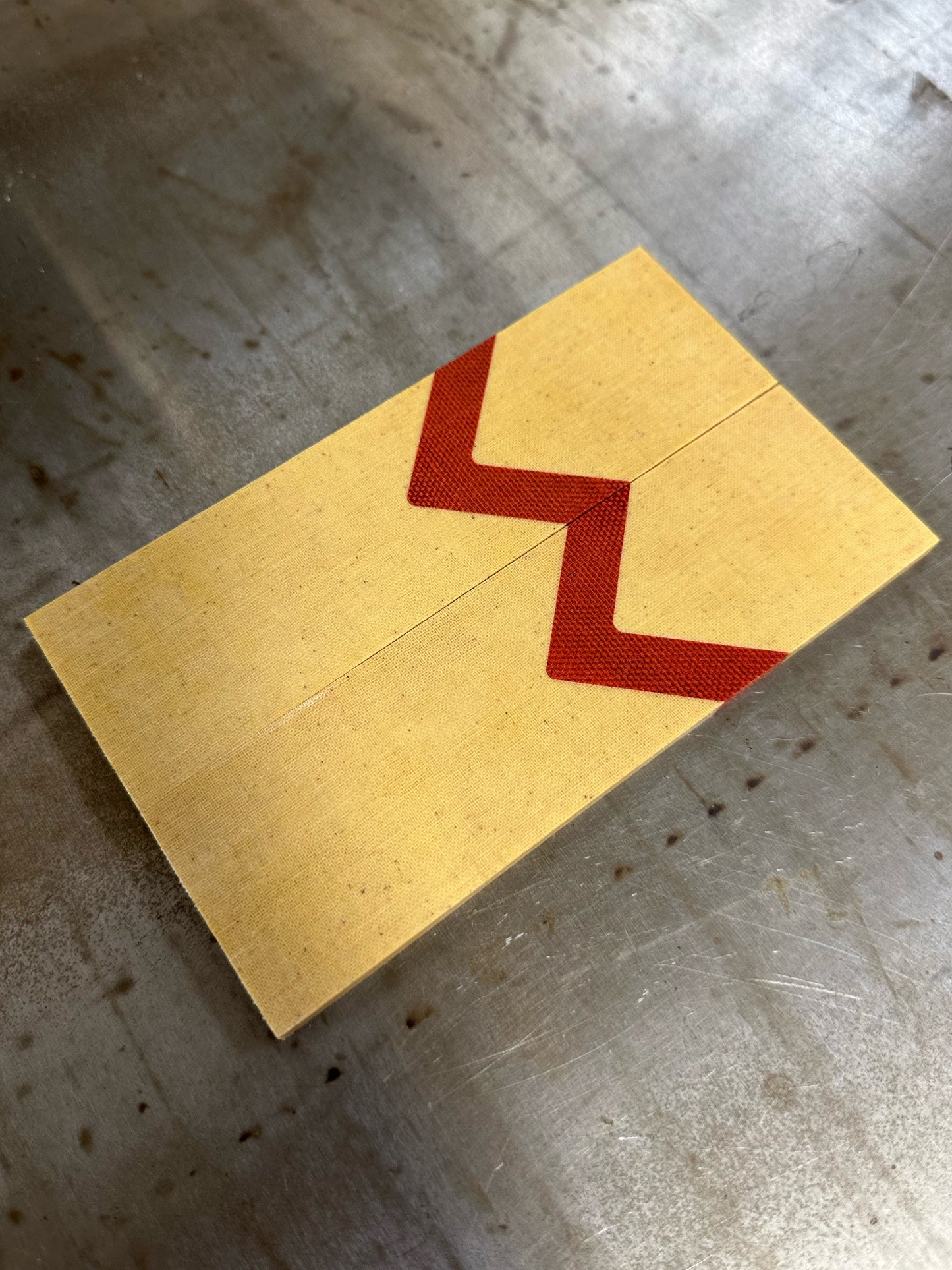 Natural Linen Micarta with Fire Micarta Chevron pattern no Liner/Spacer