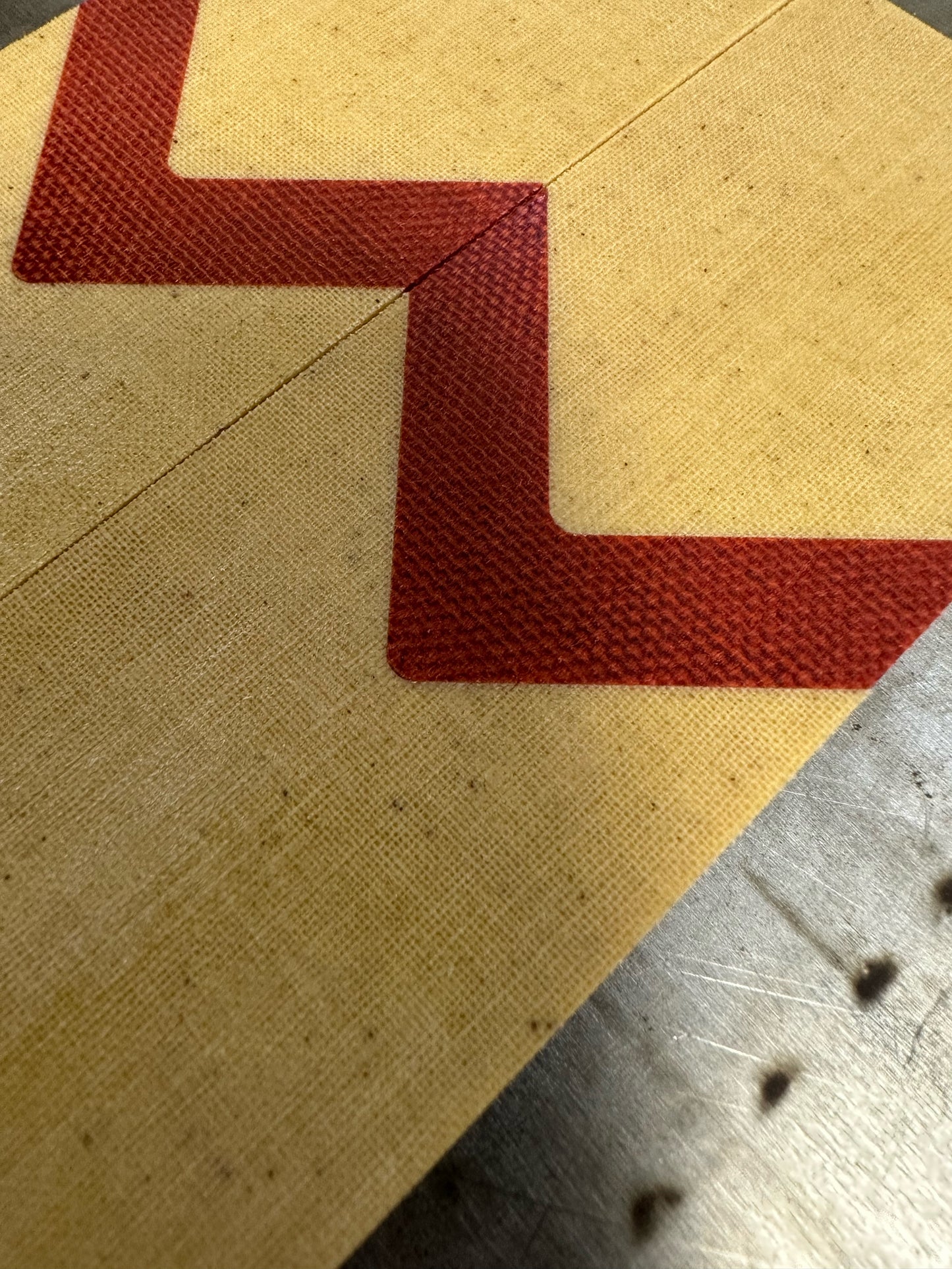 Natural Linen Micarta with Fire Micarta Chevron pattern no Liner/Spacer