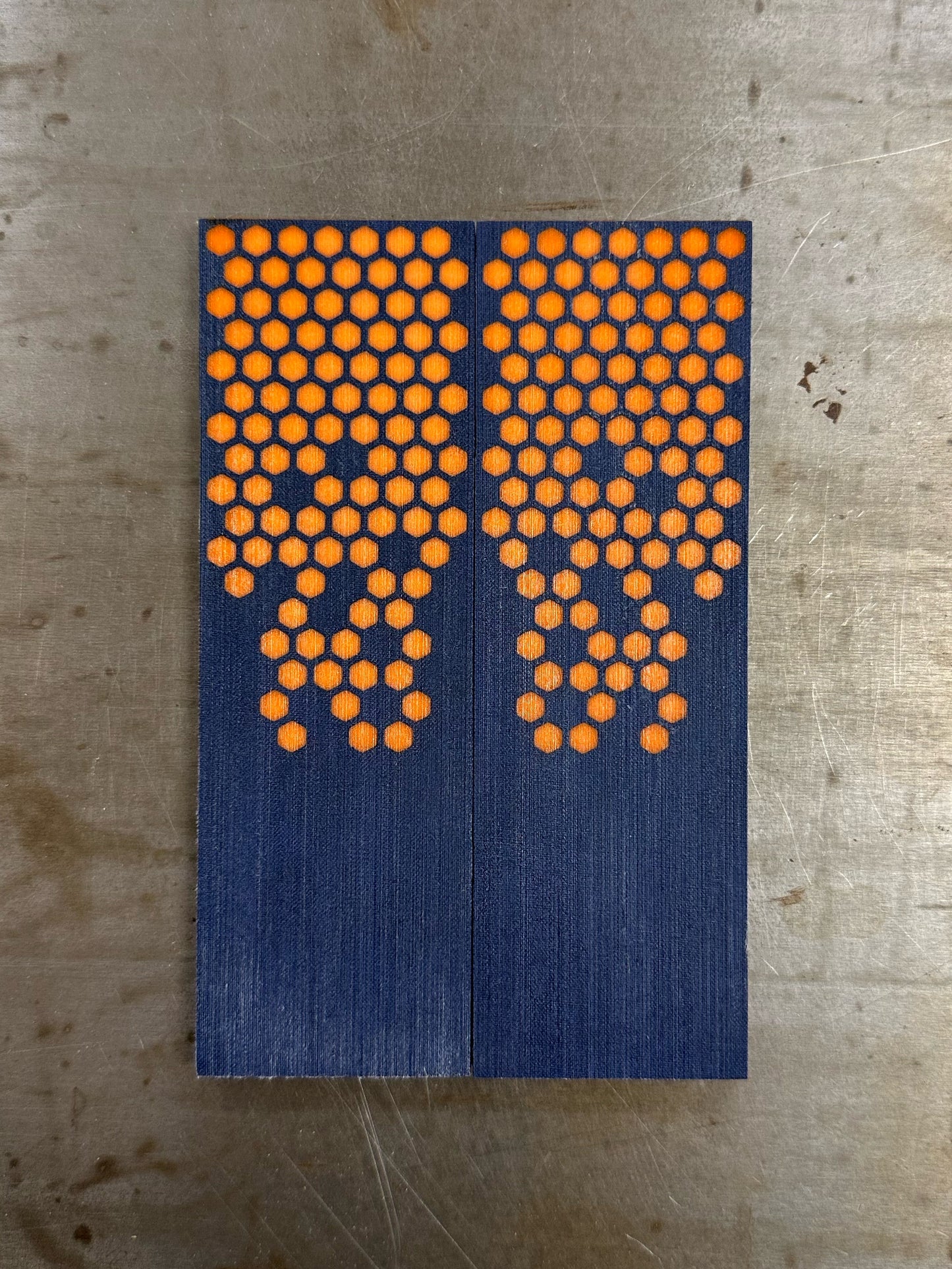 Blue Micarta Orange Hex