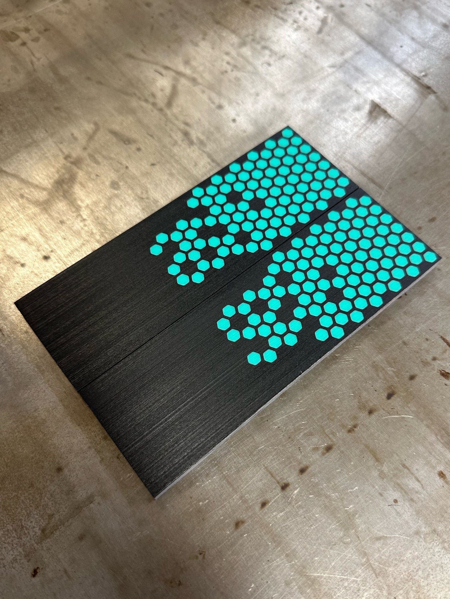 Black Paper micarta Teal Hex