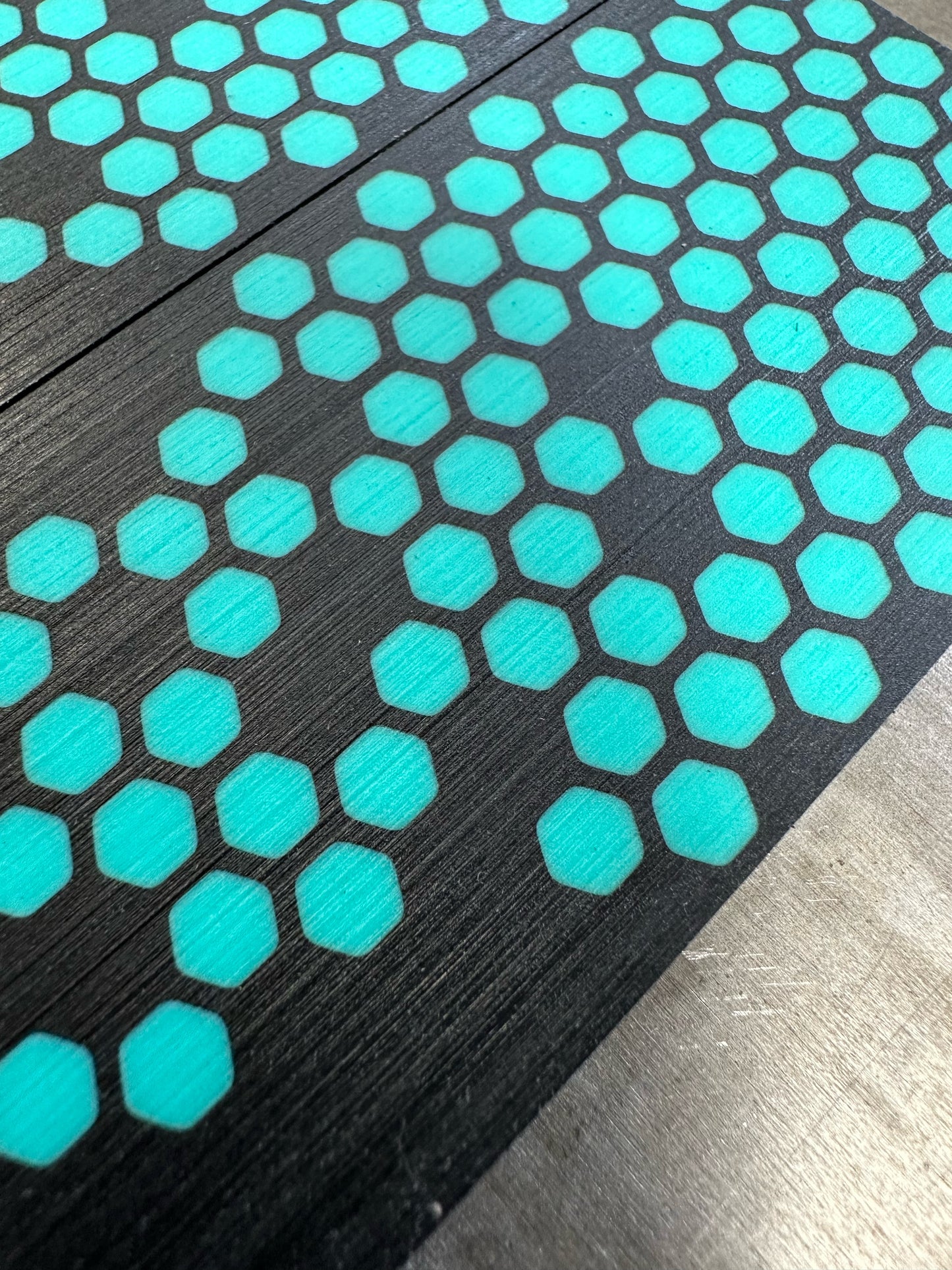 Black Paper micarta Teal Hex