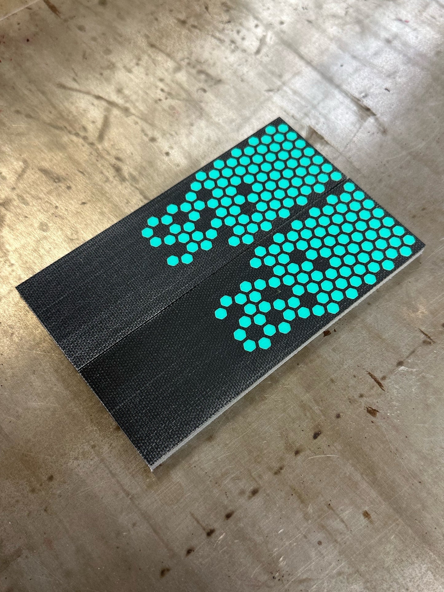 Black Canvas micarta Teal Hex