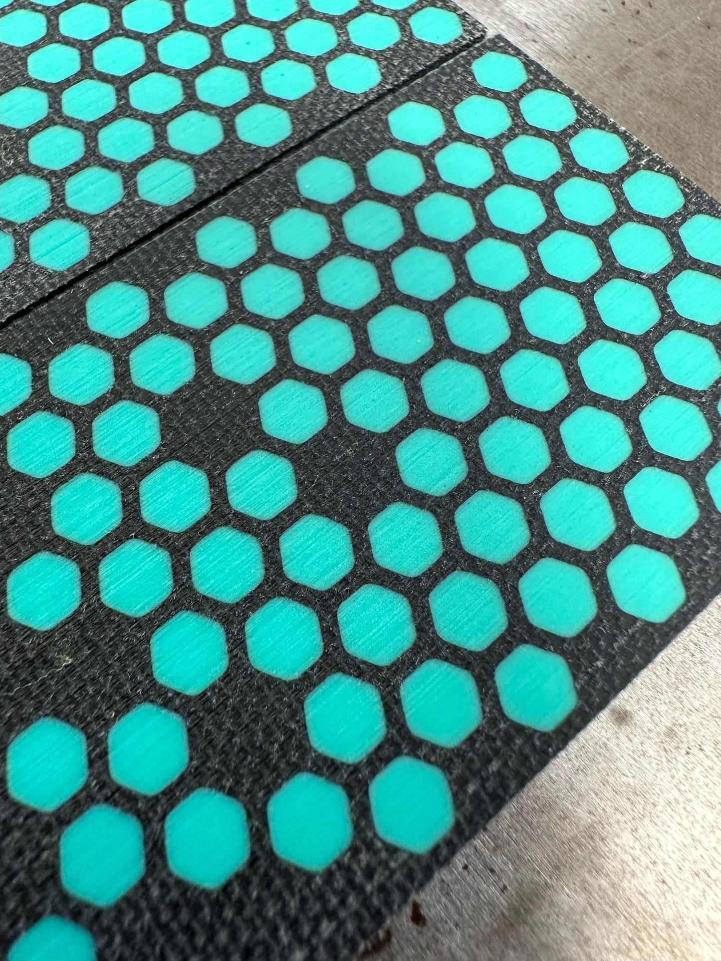 Black Canvas micarta Teal Hex