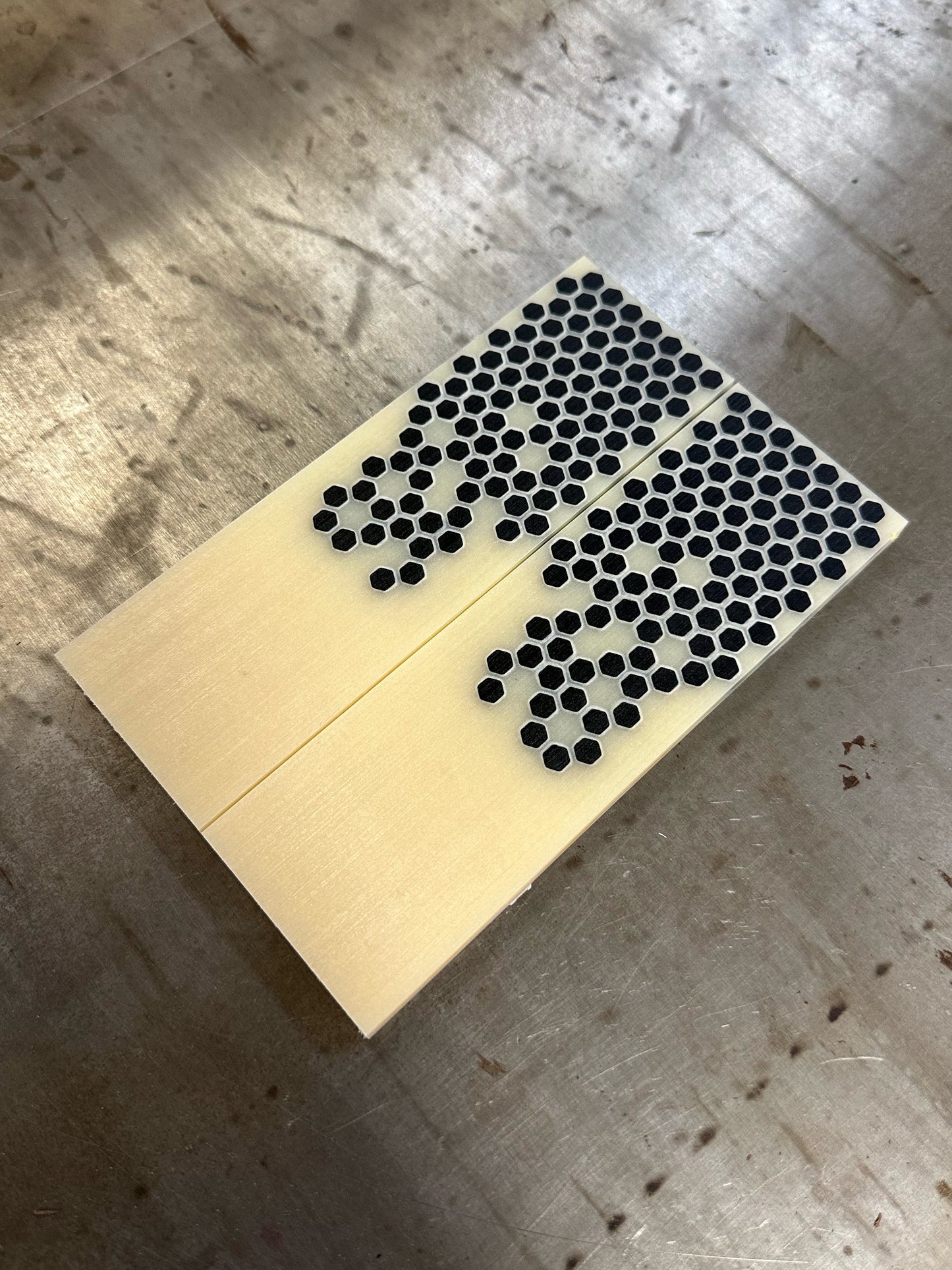 Aged Bone Paper micarta Black Hex