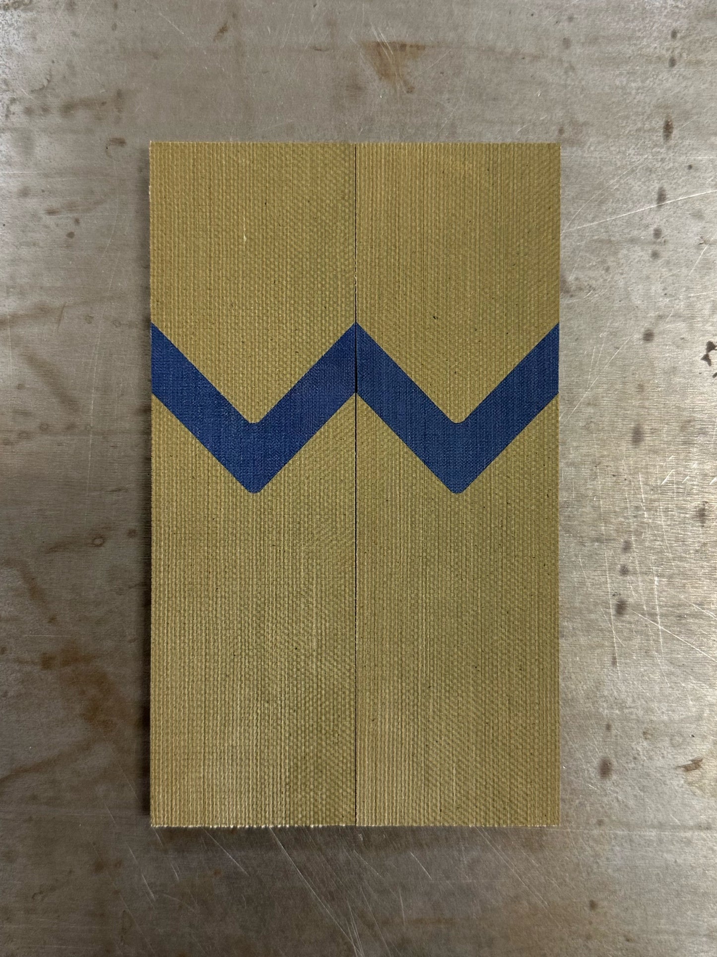 OD Green Canvas Micarta with Blue Linen Micarta Chevron pattern no Liner/Spacer