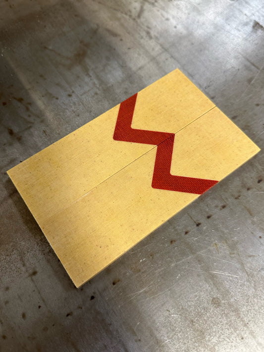 Natural Linen Micarta with Fire Micarta Chevron pattern no Liner/Spacer