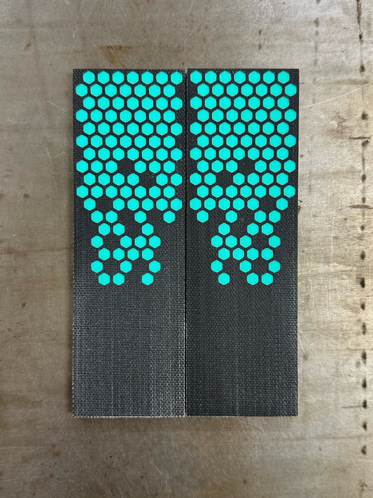 Black Canvas micarta Teal Hex
