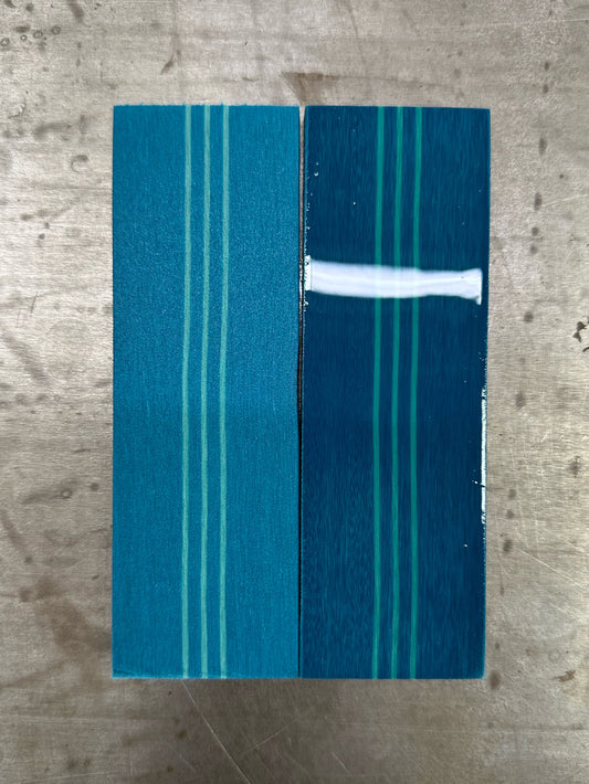 Y Blue/Teal Linen Micarta crosscut