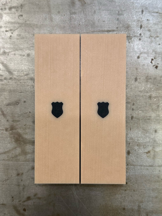 Aged Bone Paper w/double red lines micarta inlaid with Linen micarta no Liner/Spacer